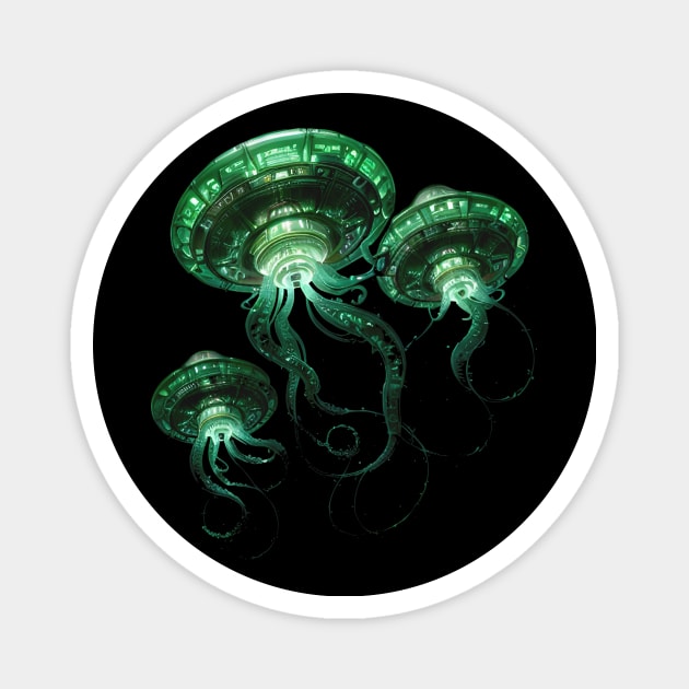 Alien Invasion! Galactic UFO Spaceship Jellyfish Magnet by HideTheInsanity